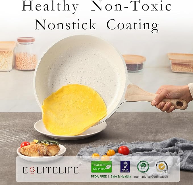 ESLITE LIFE Nonstick Ceramic Frying Pans Skillets Set - Image 3