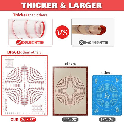 Silicone Pastry Mat Extra Thick Large Non Stick Baking Supplies Kitchen Counter - Image 4