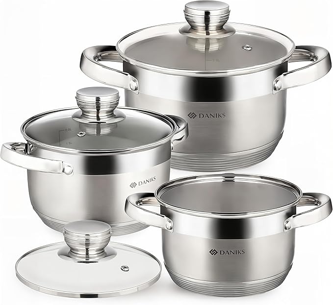 Daniks Standard 6-Piece Stainless Steel Cookware set by Daniks