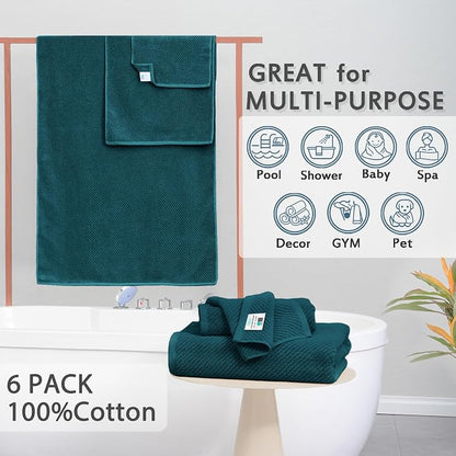 Bathroom Towels, 6 Piece Towel Set - Image 3