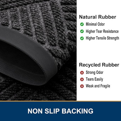 Smiry Front Door Mat Outside Entrance, Heavy Duty Outdoor Indoor Natural Rubber - Image 5