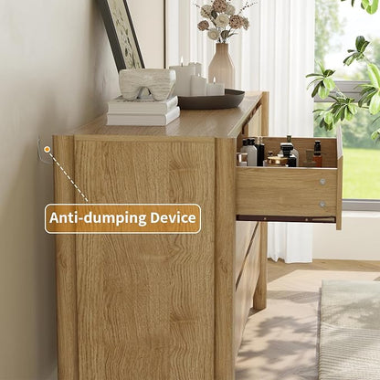 Dresser for Bedroom with 6 Drawers, Wooden TV Stand, Closet Clothes Organizer - Image 7