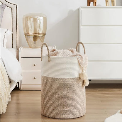 YOUDENOVA Woven Rope Laundry Hamper Basket, 58L Tall Laundry Basket, Baby - Image 5