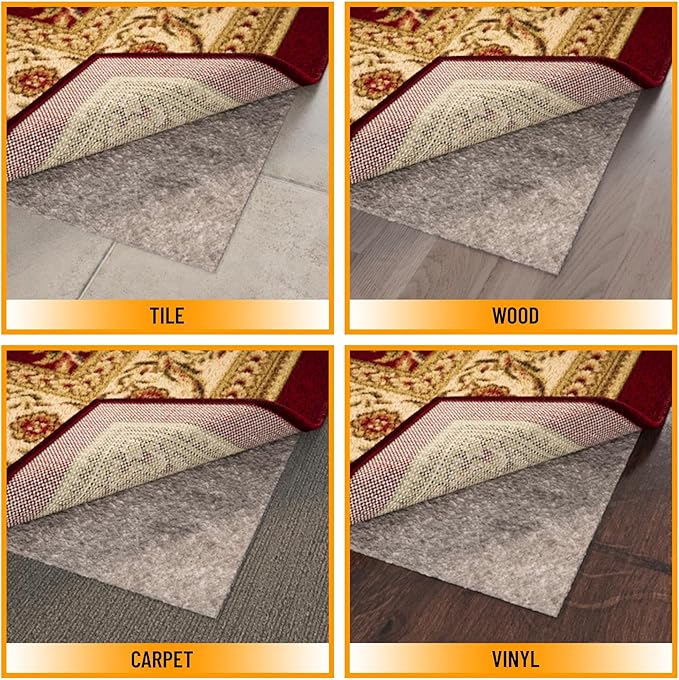 Ottomanson 2' x 3' Non-Slip Rug Pad Gripper 1/4 Inch Thick Dual Surface Felt + - Image 4