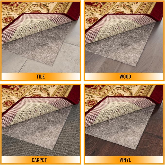 Ottomanson 3' x 11' Non-Slip Rug Pad Gripper 1/4 Inch Thick Dual Surface Felt + - Image 4