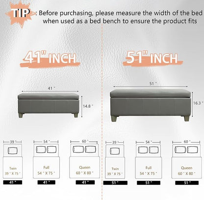 51 Inch Faux Leather Ottoman - Image 3