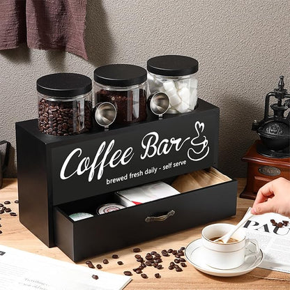 3 Pcs Coffee Canister Set with Shelf and Spoon Plastic Coffee Bean Storage - Image 5