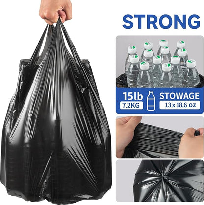 Small Trash Bags with Handles 2.6 Gallon 50 Count Black - Image 4