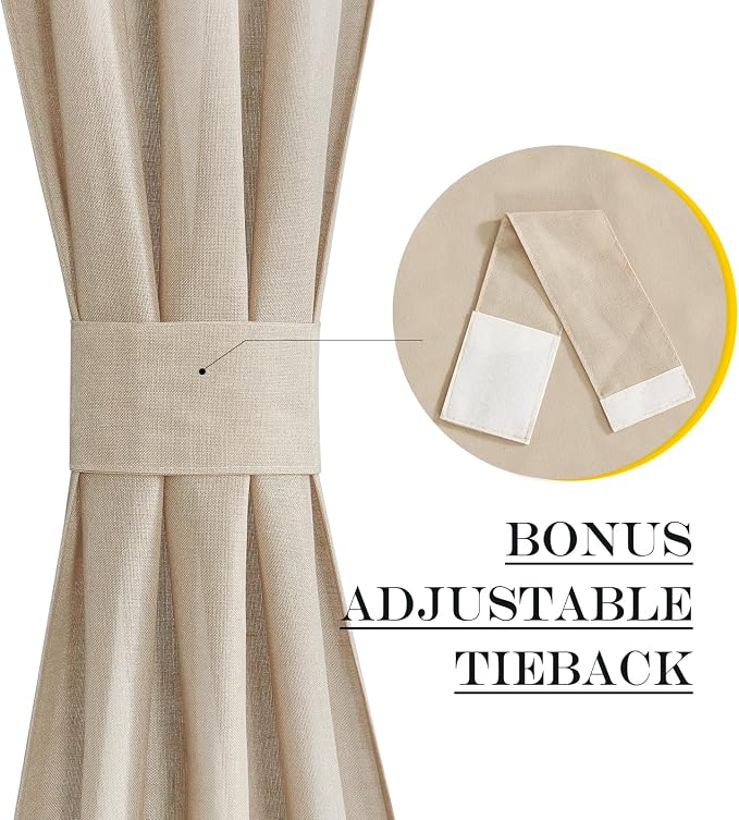 NICETOWN Door Curtains for Window 72 inch Length, Linen Blend Privacy French - Image 2