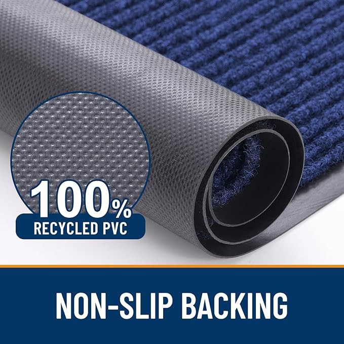 OLANLY Front Door Mat Indoor Outdoor Entrance, Waterproof Heavy Duty Doormat, Fade Resistant, Low Profile, Easy Clean Patio Porch Welcome Floor Mats for Entry, 71x23, Blue