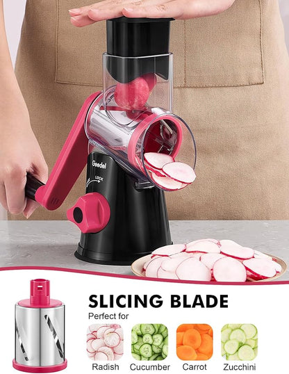 Geedel Rotary Cheese Grater, Kitchen Mandoline Vegetable Slicer - Image 3