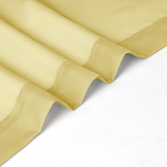 Chyhomenyc Yellow Sheer Curtains 63 Inch Length 2 Panels, Light Filtering Airy - Image 3