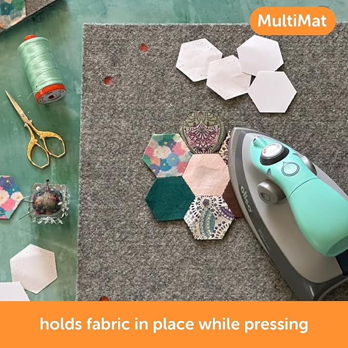 oliso MultiMat Wool Pressing Pad – 100% New Zealand Wool, 14" x 14", ½" Thick – Ideal for Quilting, Sewing & Crafting