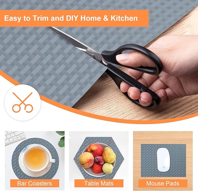 Shelf Liners for Kitchen Cabinets Refrigerator Liners Waterproof & Oil-Proof Kitchen Cupboard Liner Non-Slip Drawer Mats EVA Material Non Adhesive Fridge Mats for Shelves 17.3 x 236.2 Inches