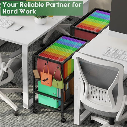 Rolling File Cart for Letter Size, Metal Hanging File Organizer - Image 2