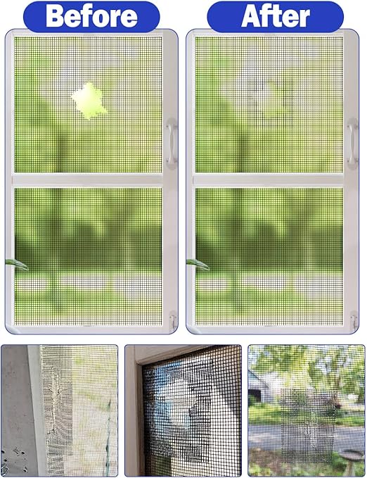 Wohohoho Window Screen Repair Tape, 2 in X 20 FT (240IN) Black Screen Patch Repair Kit, 3-Layer Strong Adhesive Invisible Screen Tape Mesh Repair for Windows, Doors Garage Mosquito Net Magnetic Screen