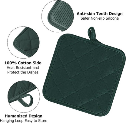 Oven Mitts and Pot Holders Set, Heat Resistant Silicone Kitchen Mini Oven - Image 4