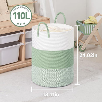 CLHMILY&Z 100L Laundry Basket Round Storage Rope Basket - Image 3