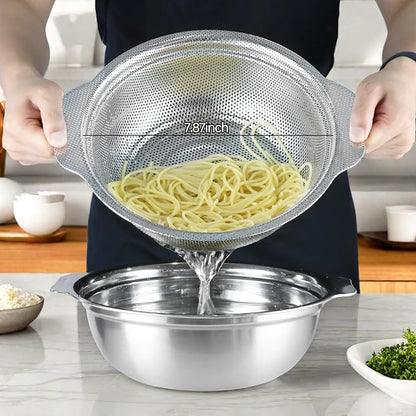 Stainless Steel Colander for Kitchen, 2.5QT Rice Washer Strainer - Image 2