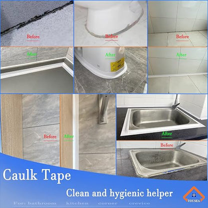 TOUSEA White Caulk Tape for Bathtub Self Adhesive, 1.5" x 19.7Ft sealant Caulk - Image 3