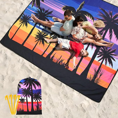 WIWIGO Beach Blanket Waterproof Sandproof Beach Mat 79" X 83"/10'x9'for 2-8 - Image 6