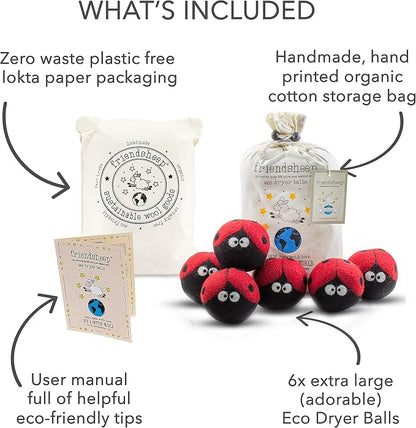 Friendsheep Wool Dryer Balls 6 Pack XL Organic Premium Reusable Cruelty Free - Image 4
