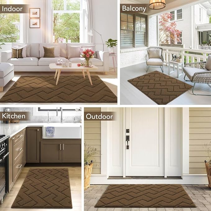 hicorfe Indoor Doormat, Front Back Door Mat Rubber Backing Non Slip Door Mats - Image 2