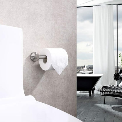 TASTOS Brushed Nickel Toilet Paper Holder SUS304 Stainless Steel, Modern Round - Image 7