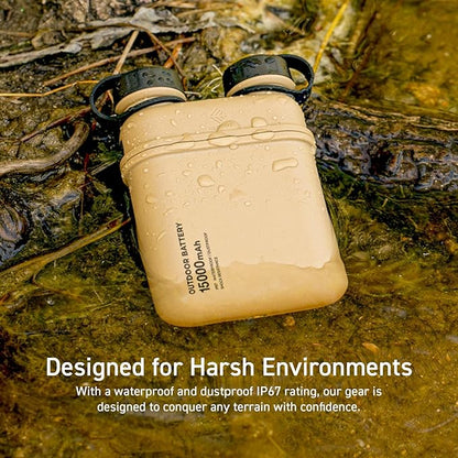 ELECOM NESTOUT Rugged Power Bank, 15000mAh Outdoor Charger, 32W USB-C Fast Charging PD, Waterproof IP67, Durable Shockproof, Battery Pack for iPhone Tablet Hiking Travel Camping (Beige, 15000mAh)