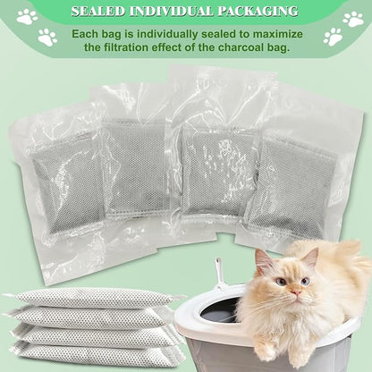 Unscented Cat Litter Box Deodorizer Kit Stick-On Activated Carbon Odor - Image 6