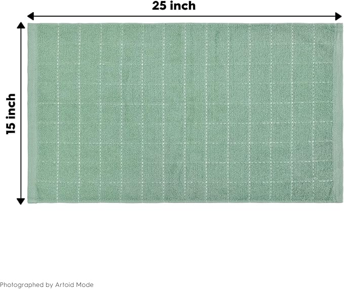 Artoid Mode Checkered Designed Cotton Light Green Terry Kitchen Dish Towels - Image 7