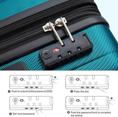 Hanke 29 Inch Expandable Checked Luggage Lightweight PC Hard Shell Luggage Suitcases with Wheels Tsa Luggage Rolling Large Suitcase Travel Luggage Bag for Study Abroad.(Caribbean Blue)