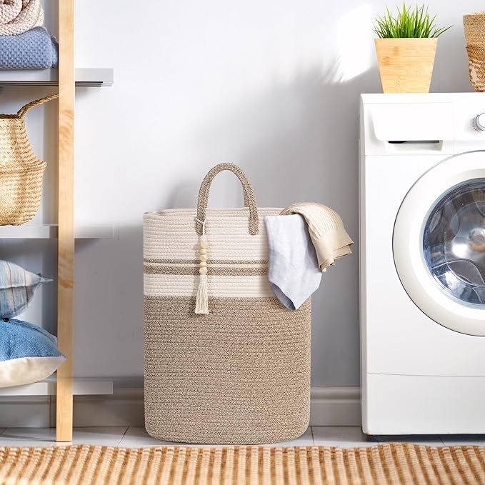 Woven Laundry Basket for Clothes, 65L Large Rectangle Laundry Hampers, Nursery - Image 2