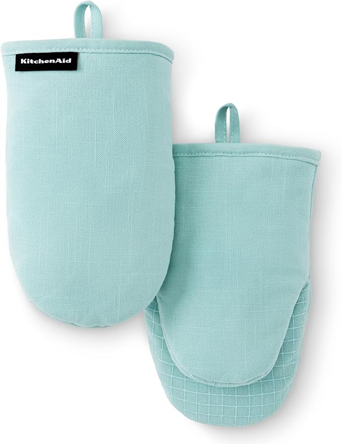 KITCHENAID Gourmet Series Gridlines Mini Oven Mitts 2-Pack Set, Heat Resistant by KitchenAid
