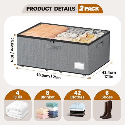 Underbed Storage with Wheels, 2 Pack Under Bed Storage Containers with Clear - Image 2