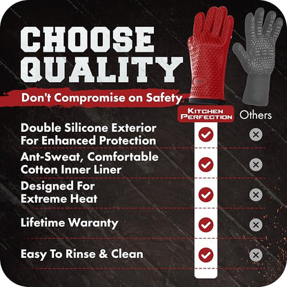 KITCHEN PERFECTION S Silicone Smoker Oven Gloves -Extreme Heat Resistant BBQ - Image 8