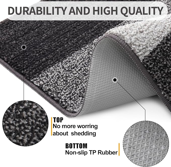 Kitinjoy Indoor Outdoor Door Mat, 59x36 Non-Slip Absorbent Dirt Trapper - Image 3