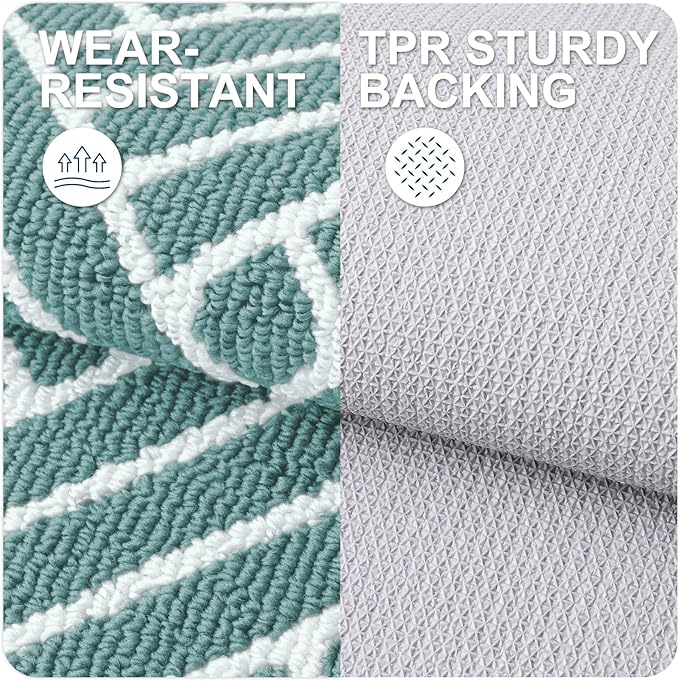 OLANLY Indoor Door Mat, 36x24 Inch, Dirt Resistant and Absorbent, Non-Slip Rubber Backing Floor Mats, Easy Clean Low-Profile Doormat for Entryway, Front Door, and Inside Entrance, Sage Green