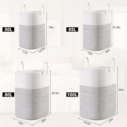 Woven Laundry Basket for Clothes, 100 L Large Rectangle Laundry Hampers - Image 8
