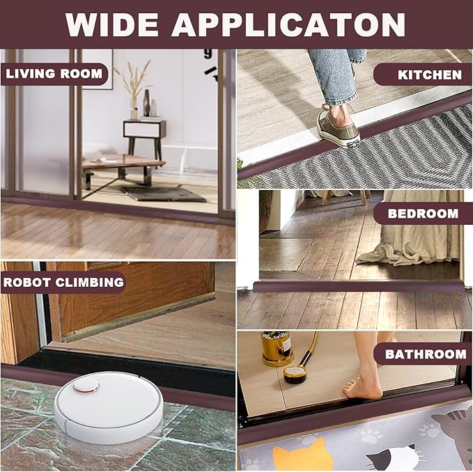 Vinyl Door Threshold Flooring Transition Strip Self Adhesive Carpet Edging Strip for Laminate Doorway Edge Threshold from 1/5" to 2/5" (Coffee, 3.3 Ft)