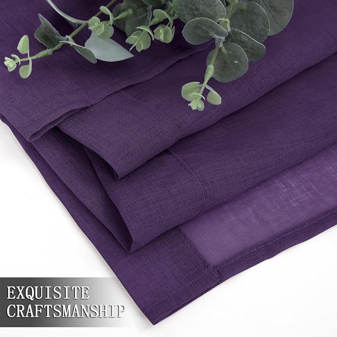Tollpiz Sheer Curtains Bedroom Linen Textured Curtain Sheers Light Filtering - Image 7