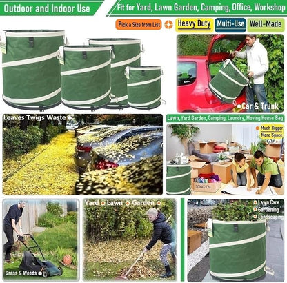 46-Gallon Collapsible Trash Can Hard-Shell Bottom Yard Garden Bag - Image 2