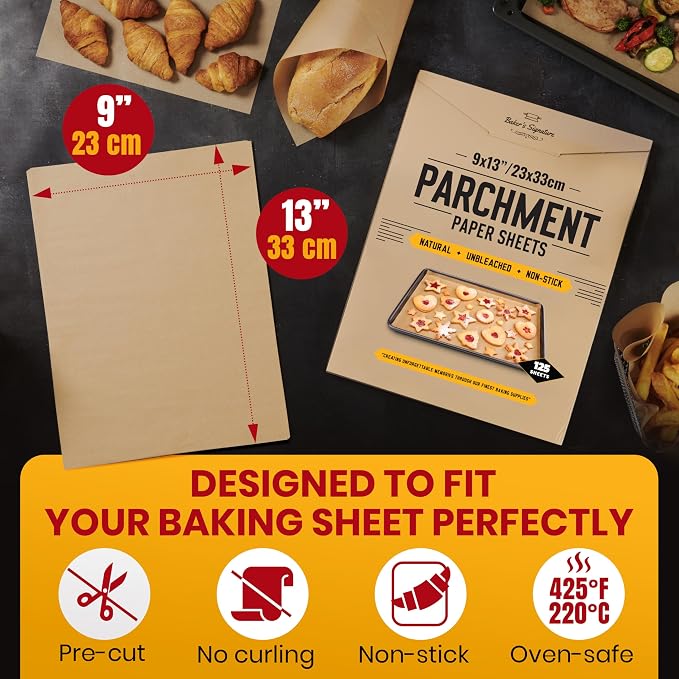 125 Pcs 9x13 Inch Parchment Paper Sheets by Baker's Signature | Parchment - Image 3
