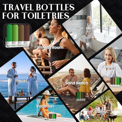 Travel Bottles for Toiletries, TSA Approved Silicone Travel Size Containers for Toiletries, BPA Free Leak Proof Refillable Essentials Accessories, Shampoo and Conditioner Bottles (Forest Green)