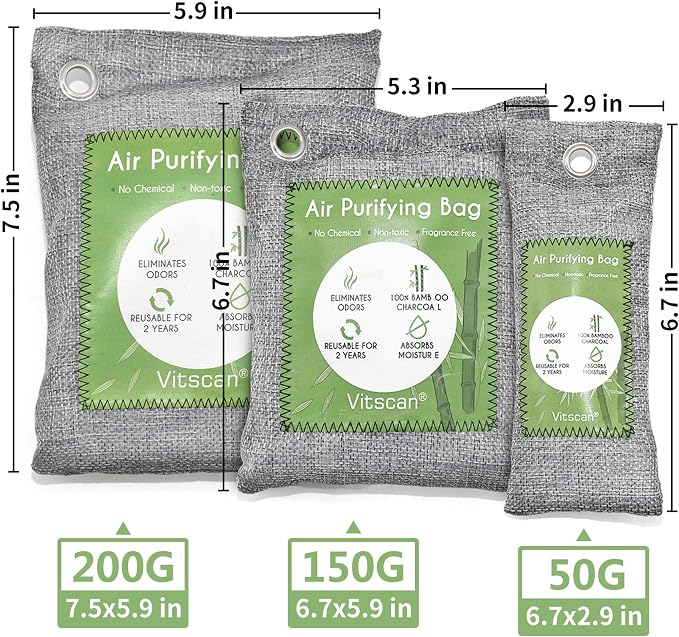 12 Pack Bamboo Charcoal Air Purifying Bag, Activated Charcoal Bags Odor Absorber - Image 9