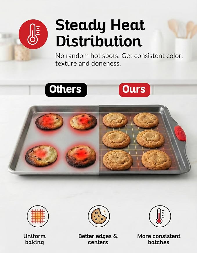 Boxiki Kitchen Nonstick Baking Sheet Pan – Heavy-Gauge Carbon Steel, and - Image 4