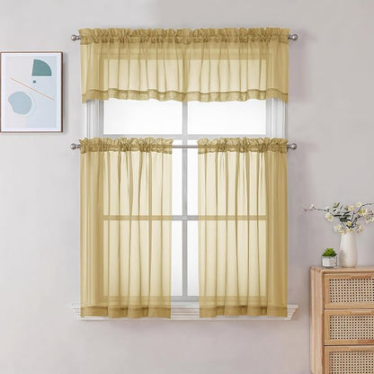 Chyhomenyc Sheer Valances for Windows 2 Pack, Small Window Curtains for Living - Image 2