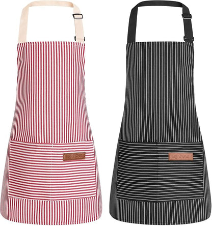 2 Pack Stripes Kids Apron, Kids Cooking Aprons by XLSXEXCL
