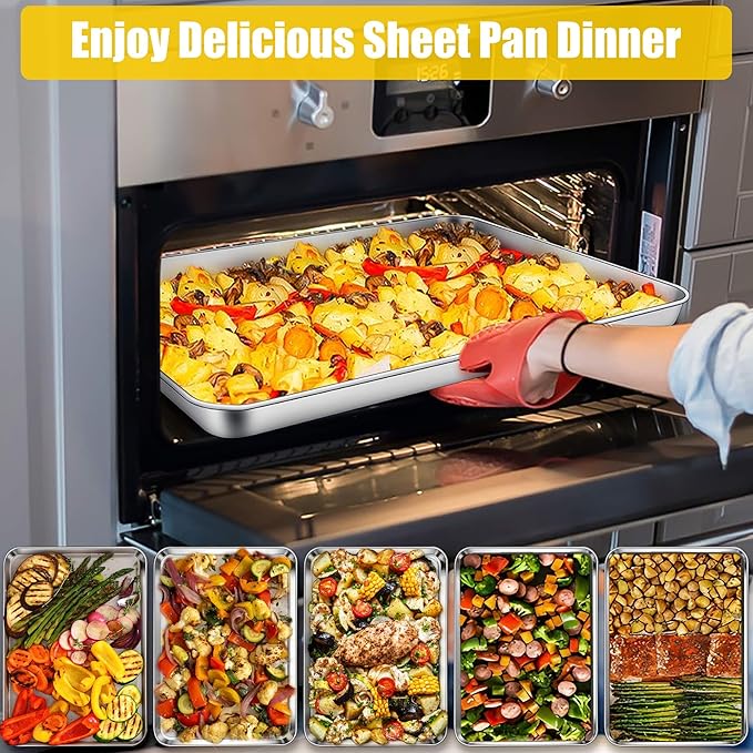 Homikit Baking Pan Sheet Set of 2, Stainless Steel Cookie Sheets Tray - Image 6