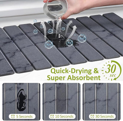 Large Stone Dish Drying Mat for Kitchen Counter, Collapsible Quick Dry Stone - Image 2